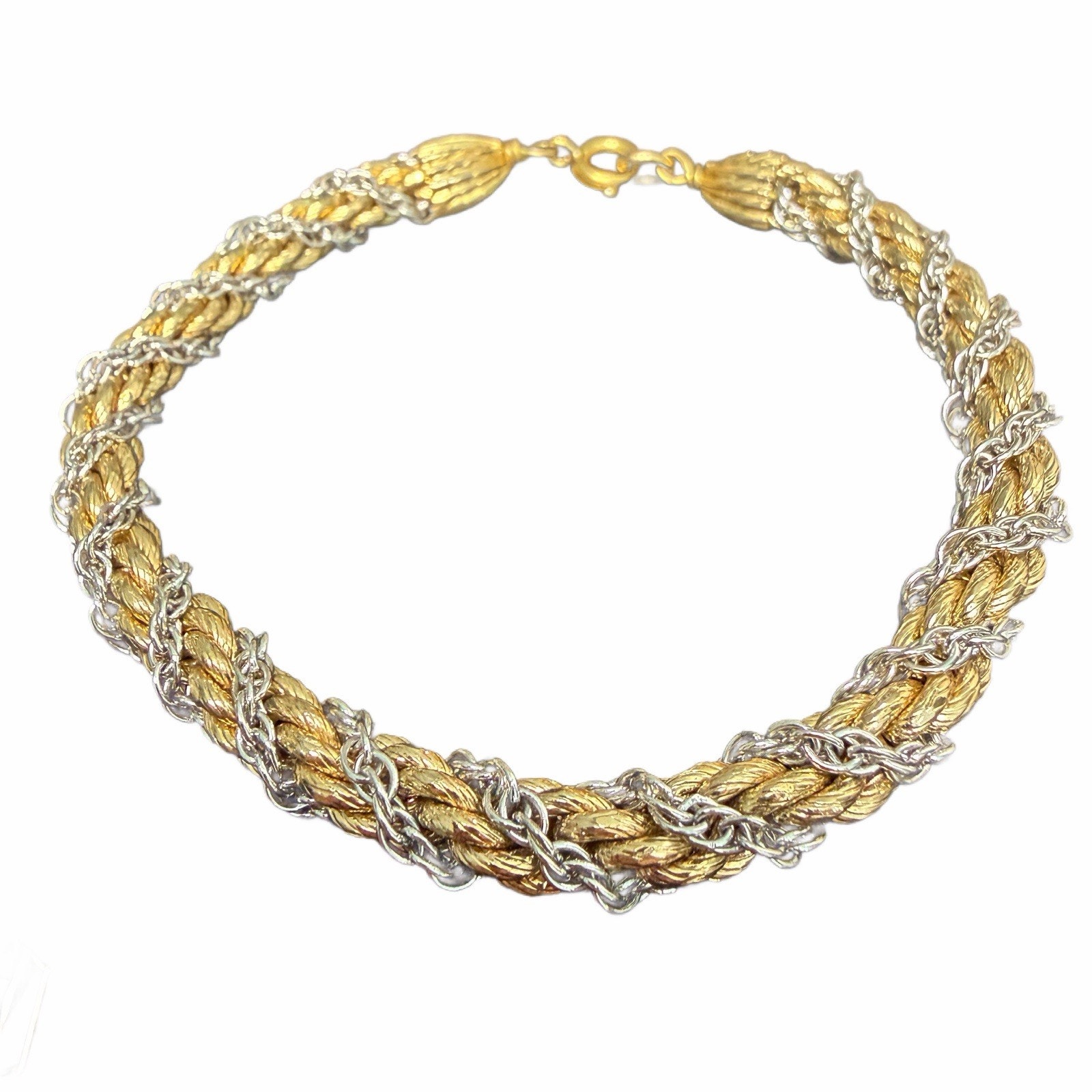 Vintage Napier Twotone Rope Bracelet Gold  Silver Twist 1980s Classic